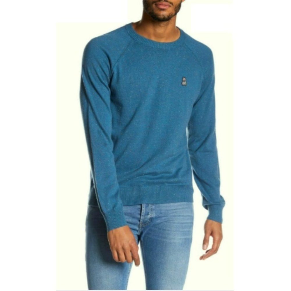 Psycho Bunny Teal Cotton Cashmere Crewneck Sweater